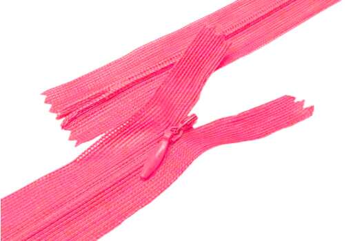 Молния потайная ярко-розовая (F338), тип 3, неразъемная, 60 см, Китай